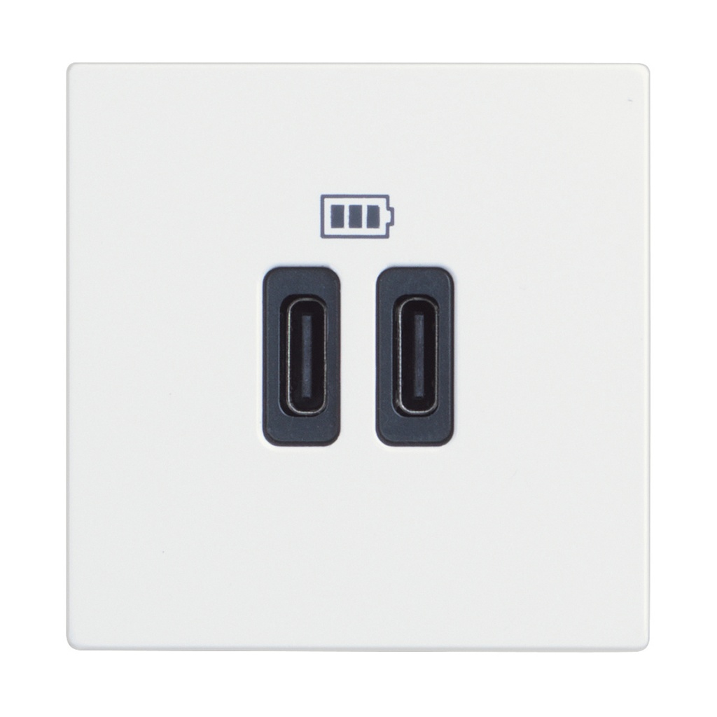 Розетка 2xUSB за зареждане тип С 3A 15W 2 модула цвят Бял /блистер/ Classia Bticino