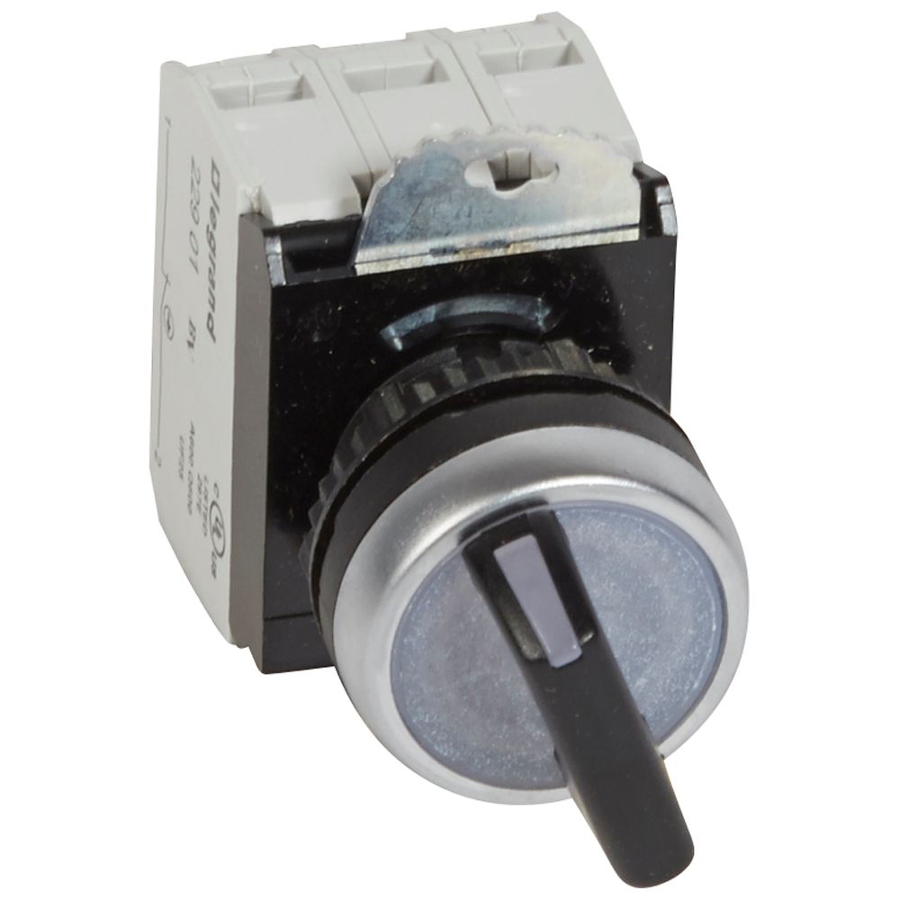 Превключвател черен 1-2 1NO-1NC светещ 12...24Vac/dc Ø22mm Legrand