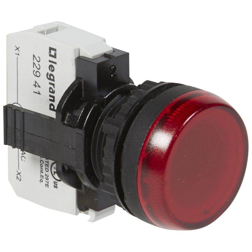 Сигнална лампа LED сглобена червена 230Vac Ø22mm Legrand