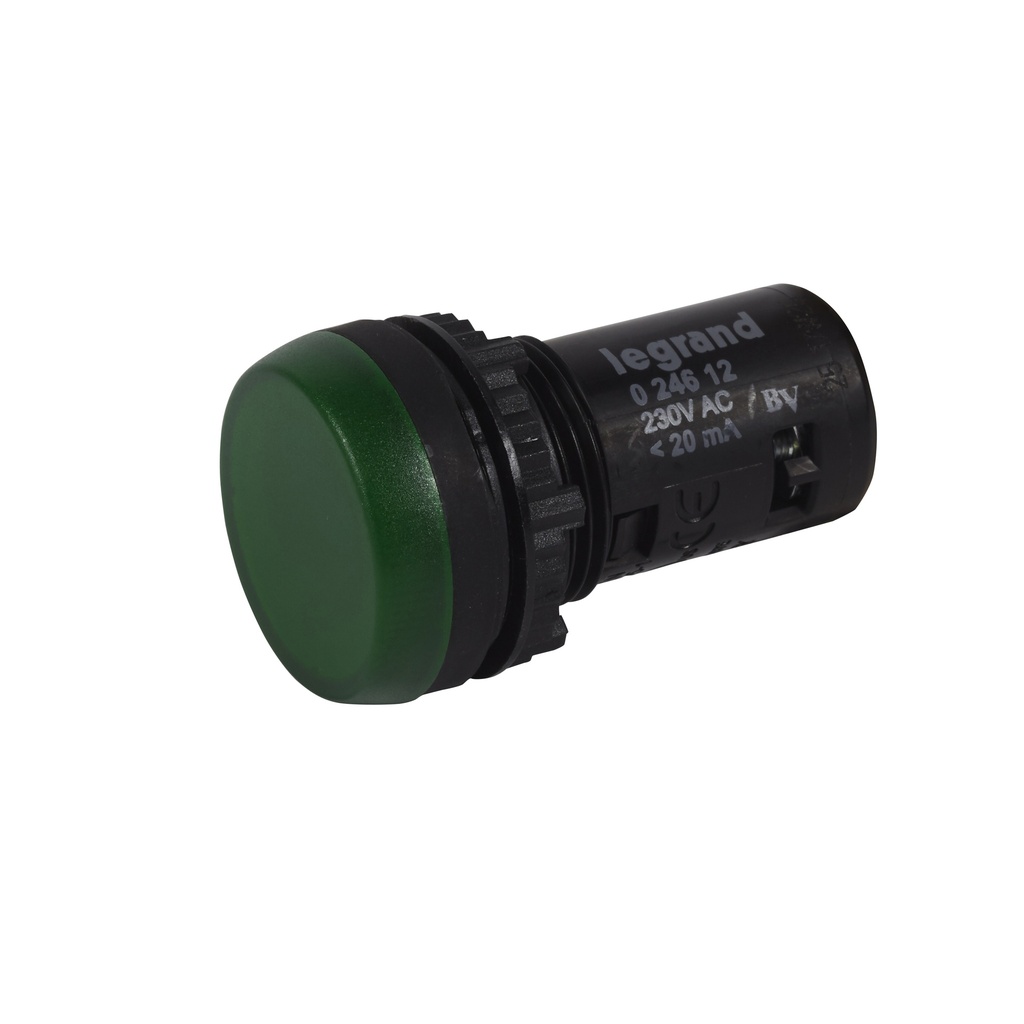 Сигнална лампа LED монолитна зелена 230Vac Ø22mm Legrand