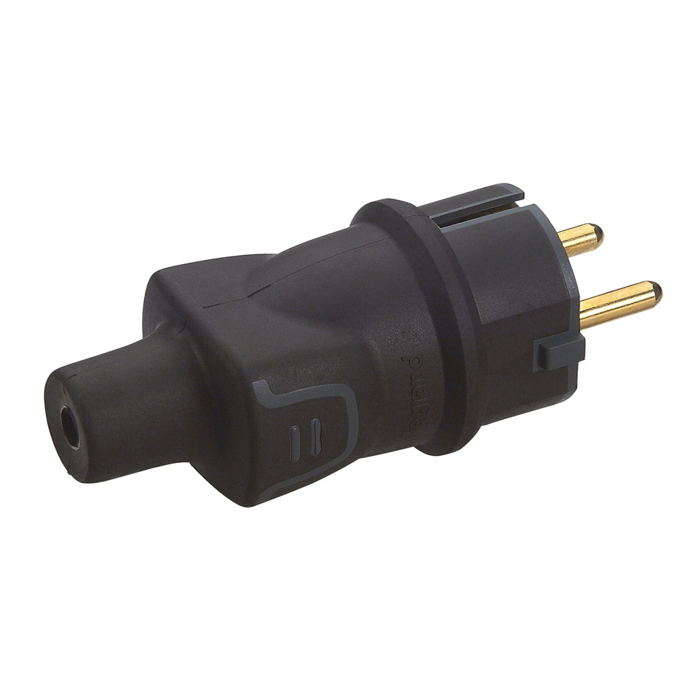Щепсел черен 2P+Т 16A ІР44 250V гумиран Legrand