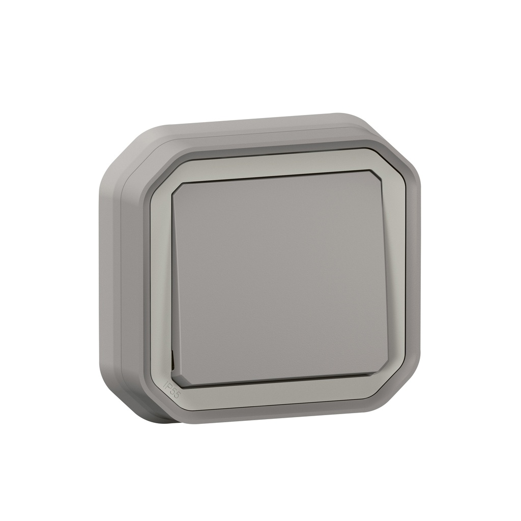 Девиаторен ключ моноблок за скрит монтаж със скоби цвят Сив IP55 Plexo New Legrand