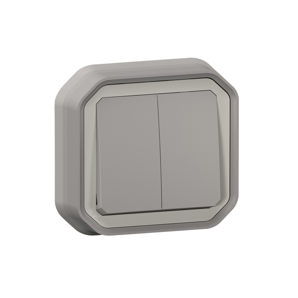 Сериен ключ/бутон моноблок за скрит монтаж цвят Сив IP55 Plexo New Legrand