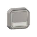 Бутон NO/NC с подсветка 12V и етикет моноблок за скрит монтаж цвят Сив IP55 Plexo New Legrand