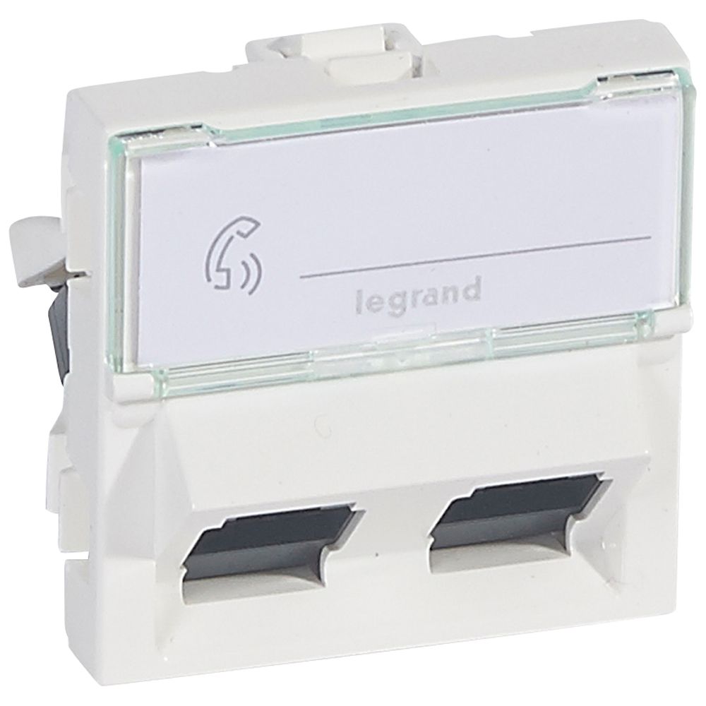 Розетка 2хRJ45 UTP cat.6 2 модула 45° излаз цвят бял Mosaic Legrand