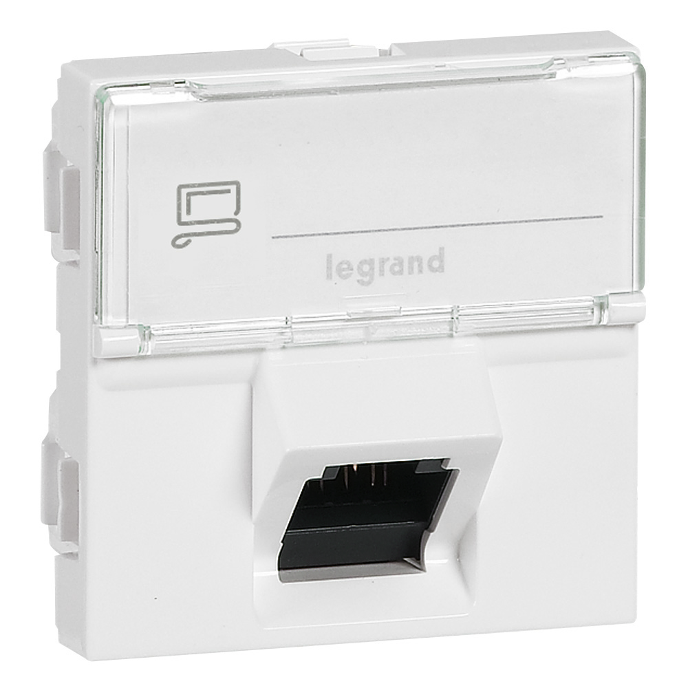 Розетка RJ45 STP cat.6A 2 модула 45° излаз цвят бял Mosaic Legrand