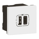 Розетка 2хUSB за зареждане тип A+C 3A 15W 2 модула Link цвят Бял Mosaic Legrand