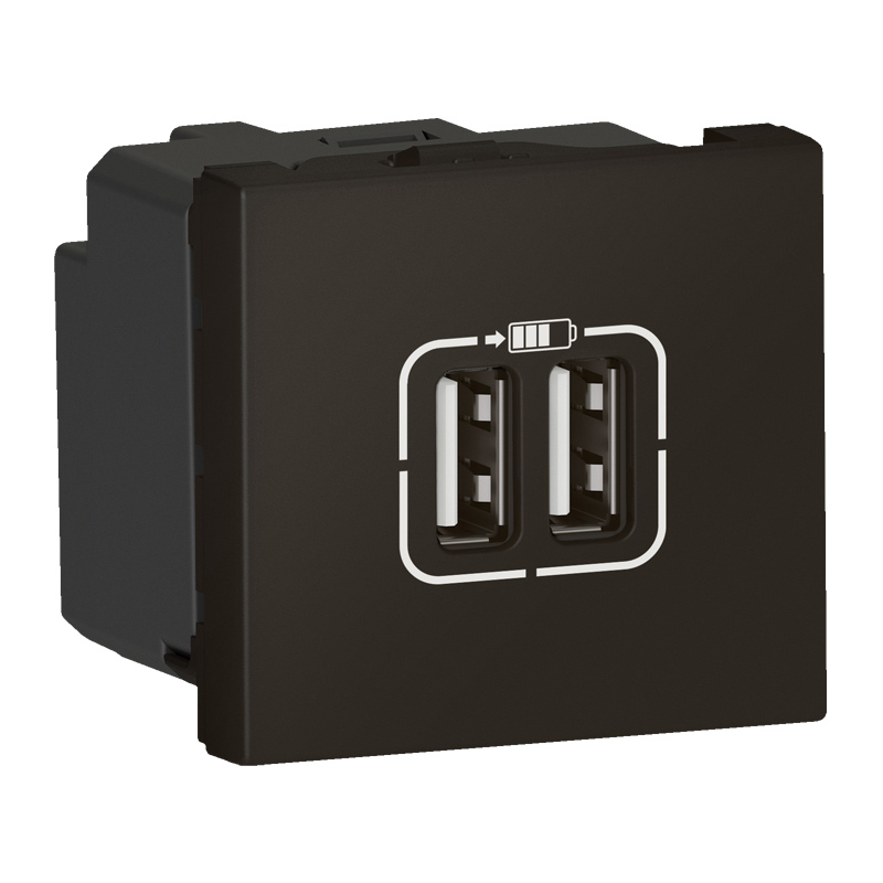 Розетка 2хUSB за зареждане тип А 3A 15W 2 модула цвят Черен Mosaic Legrand