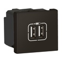 Розетка 2хUSB за зареждане тип А 3A 15W 2 модула цвят Черен Mosaic Legrand