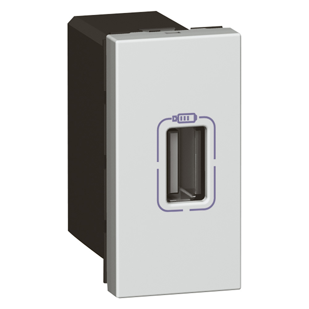 Розетка USB за зареждане тип А 1.1A 5.5W 1 модул цвят Алуминий Mosaic Legrand