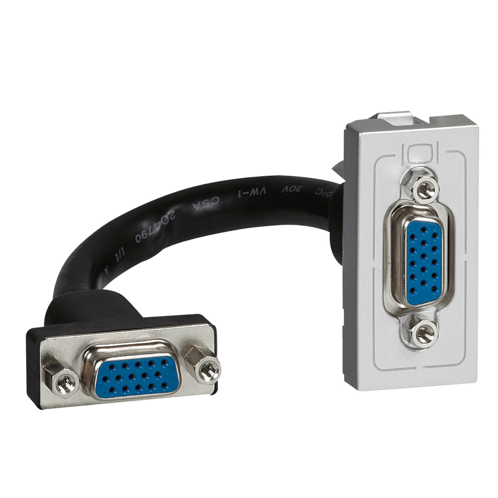 Розетка HD15-VGA с 15см. кабел 1 модул цвят алуминий Моsaic Legrand