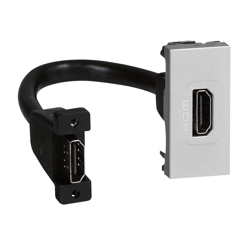 Розетка HDMI 1 модул с кабел 15см. цвят алуминий Mosaic Legrand