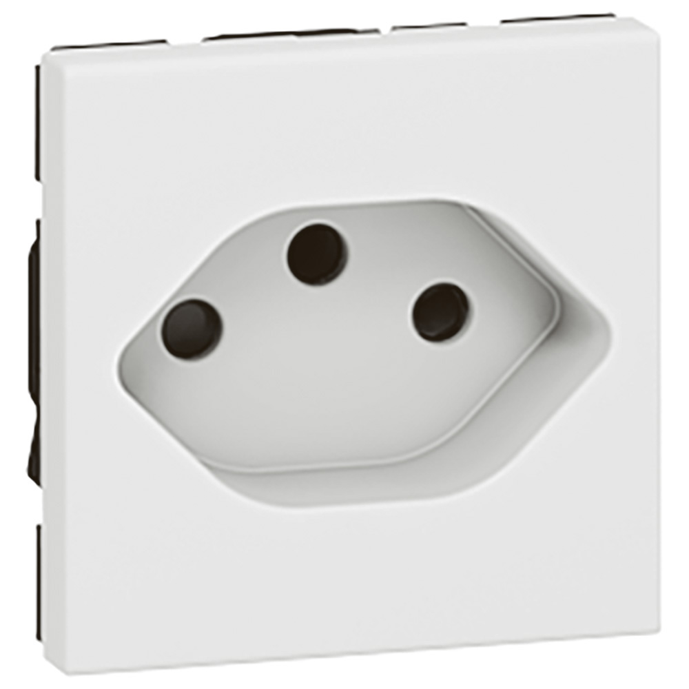 Контакт Swiss стандарт 2P+E 10A 2 модула цвят бял Mosaic Legrand