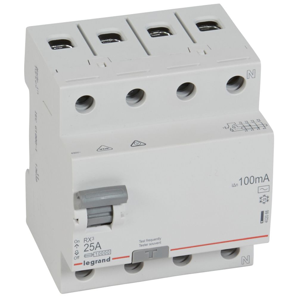 ДТЗ 4P 25А 100mА серия RX3 ID тип AC Legrand