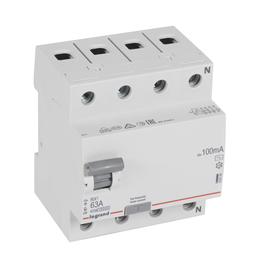 ДТЗ 4P 63A 100mА серия RX3 ID тип AC Legrand