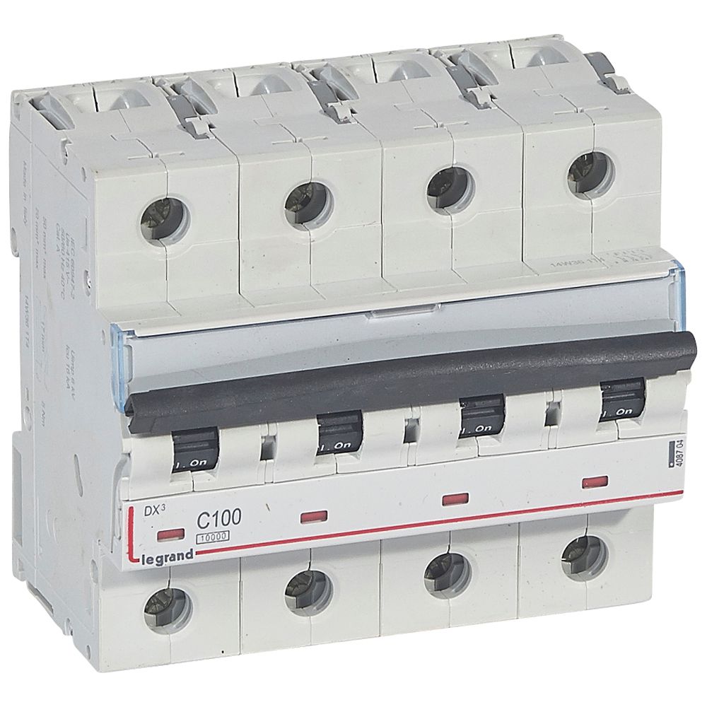 Автоматичен прекъсвач DX3 4P 100A крива C 10kA Legrand