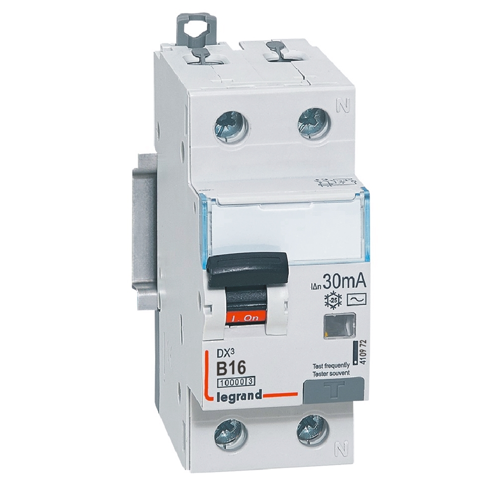 ДТЗ комбинирана DX3 1P+N 16A крива B 30mA тип AC 10kA 2 модула Legrand