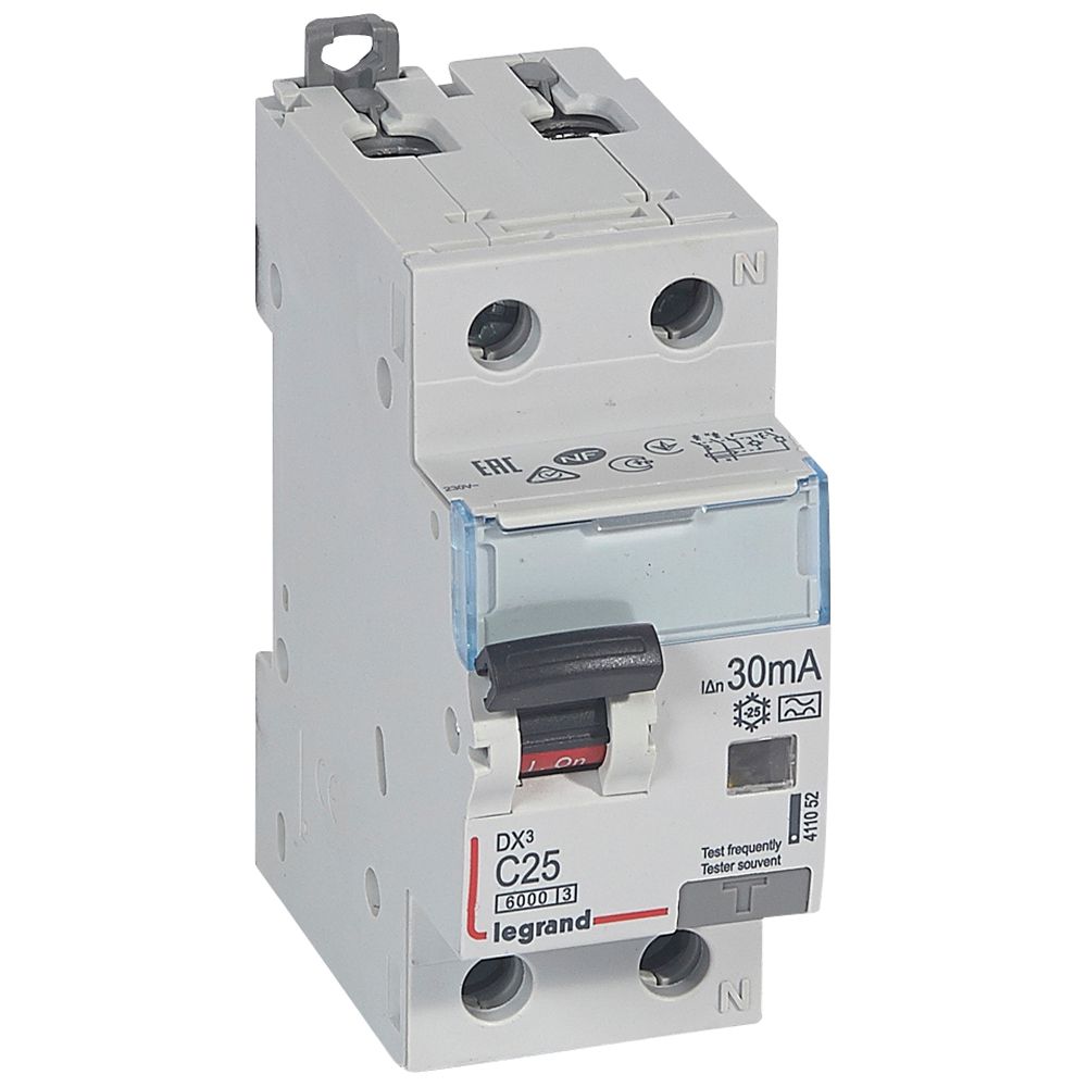 ДТЗ комбинирана DX3 1P+N 25A крива C 30mA тип A 6kA 2 модула Legrand