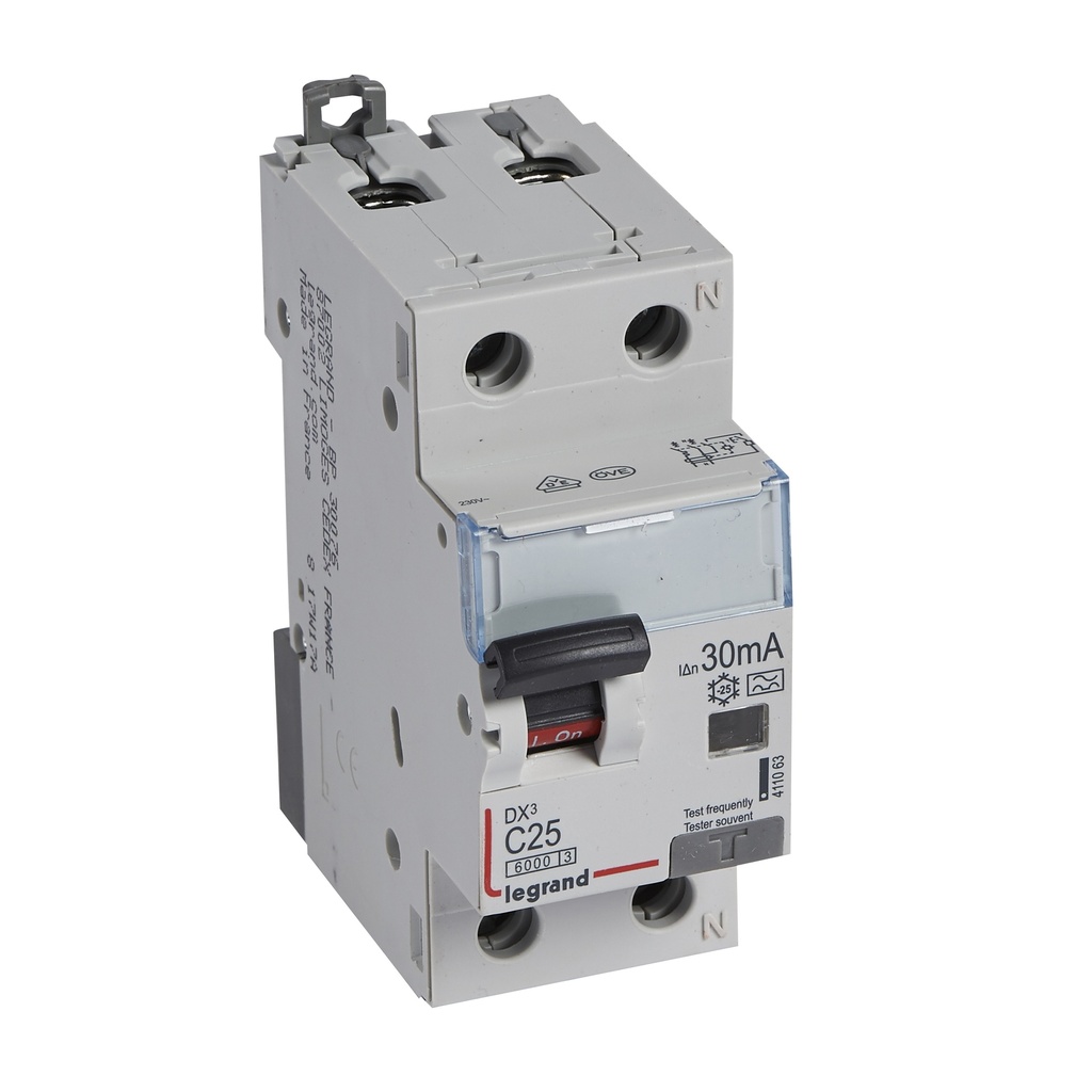 ДТЗ комбинирана DX3 1P+N 25A крива C 30mA тип A 10kA 2 модула Legrand