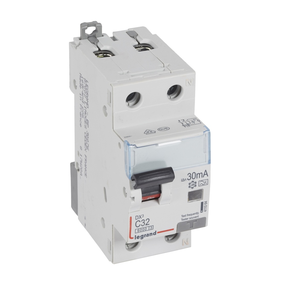 ДТЗ комбинирана DX3 1P+N 32A крива C 30mA тип A 10kA 2 модула Legrand