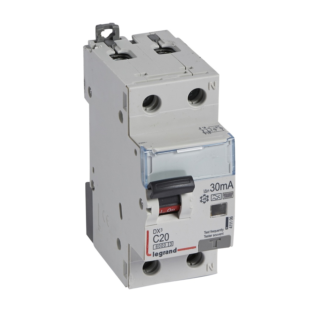 ДТЗ комбинирана DX3 1P+N 20A крива C 30mA тип F 6kA 2 модула Legrand