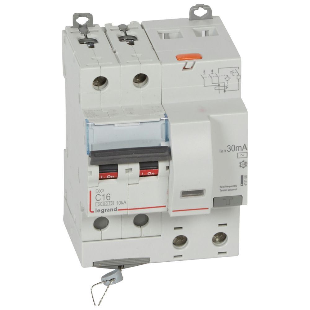 ДТЗ комбинирана DX3 2P 16A крива C 30mA тип AC 6kA 4 модула Legrand