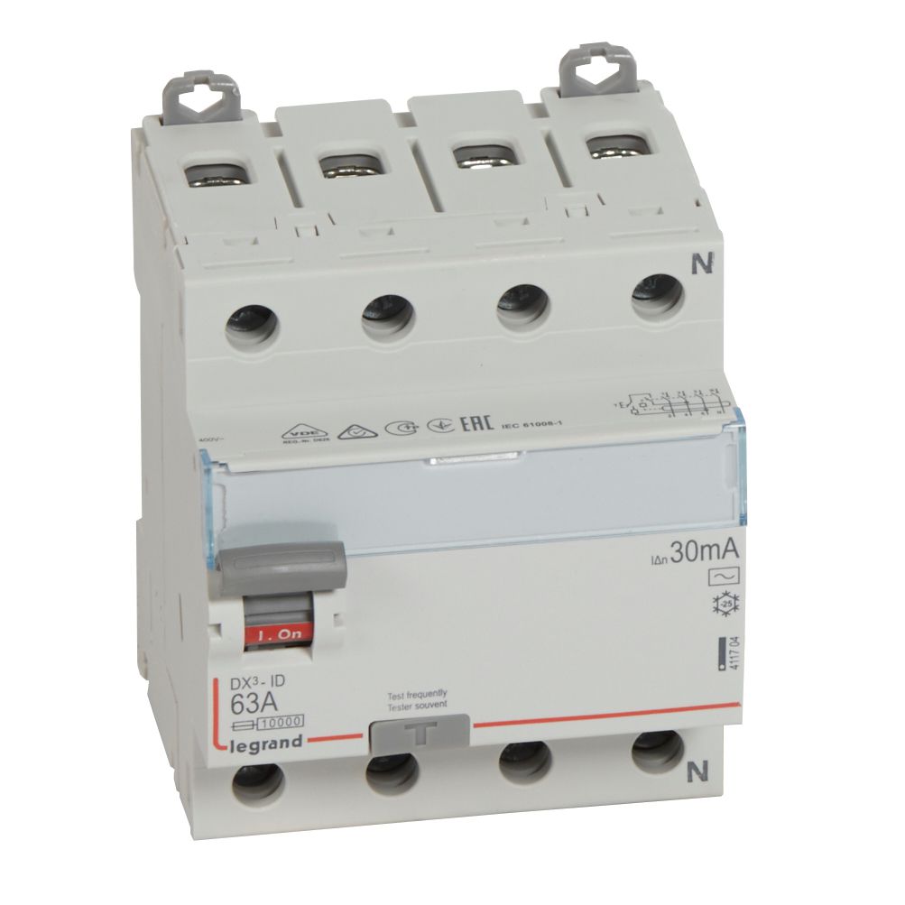 ДТЗ 4P 63A 30mА серия DX3 ID тип AC RN Legrand
