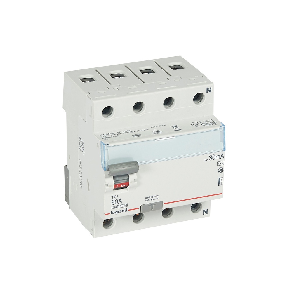 ДТЗ 4P 80А 30mА серия TX3 ID тип AC Legrand