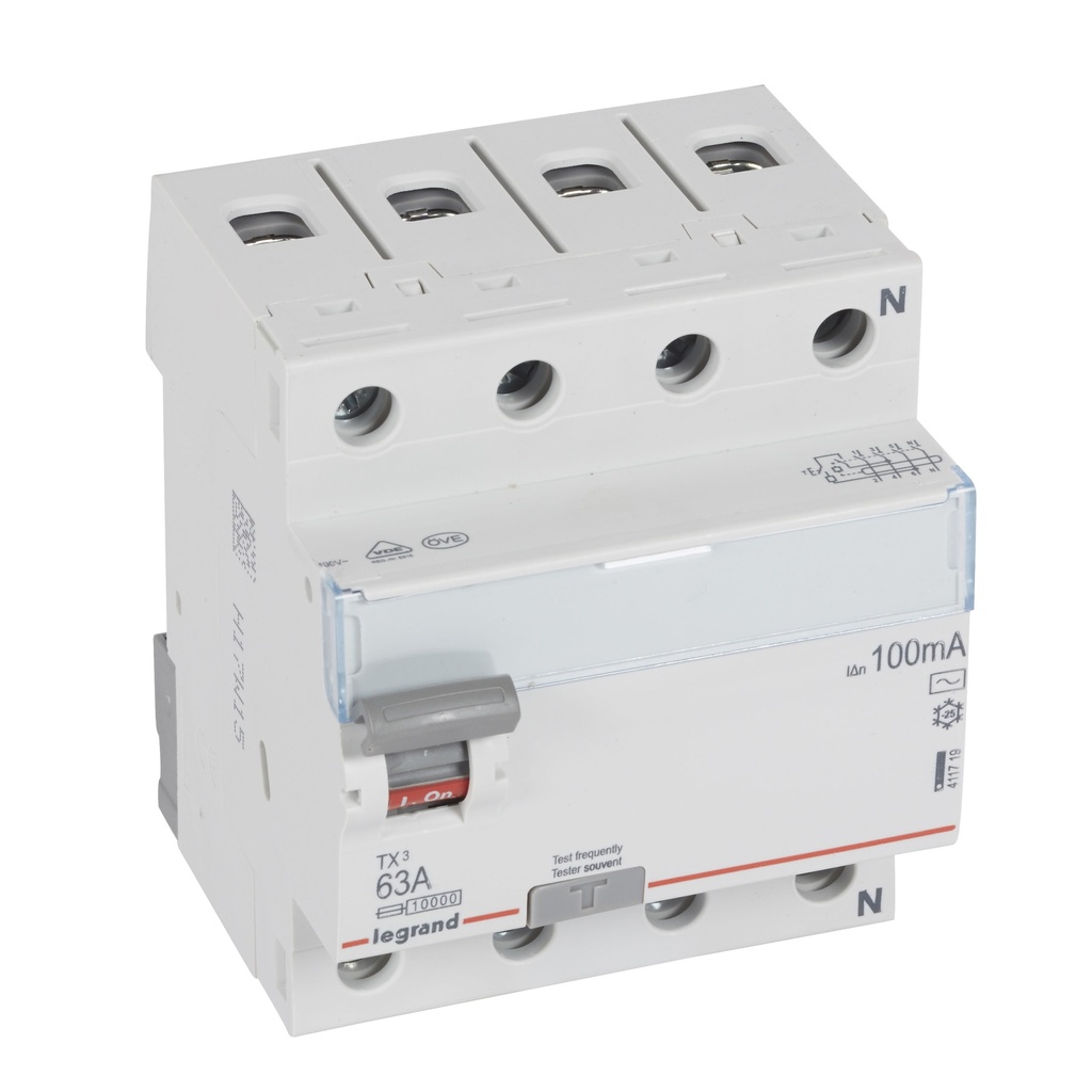 ДТЗ 4P 63A 100mА серия TX3 ID тип AC Legrand