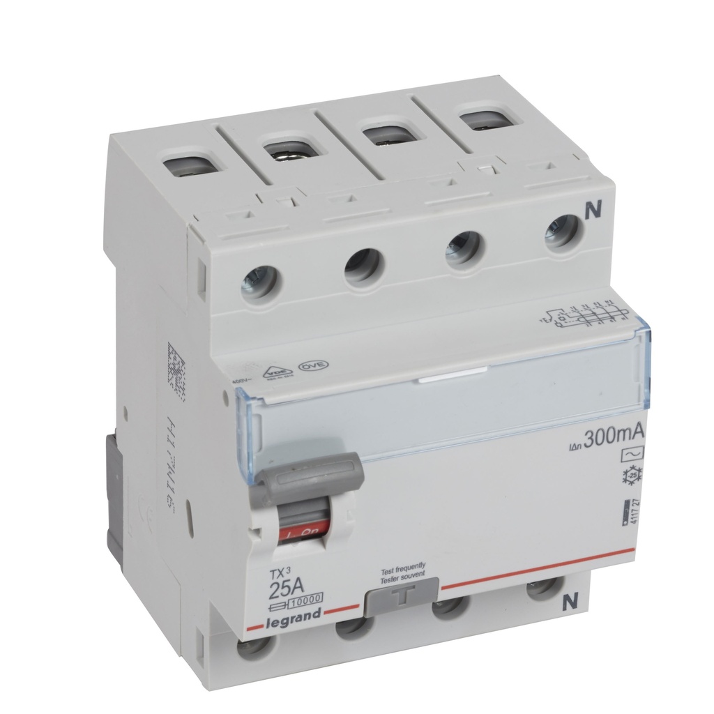 ДТЗ 4P 25А 300mА серия TX3 ID тип AC Legrand