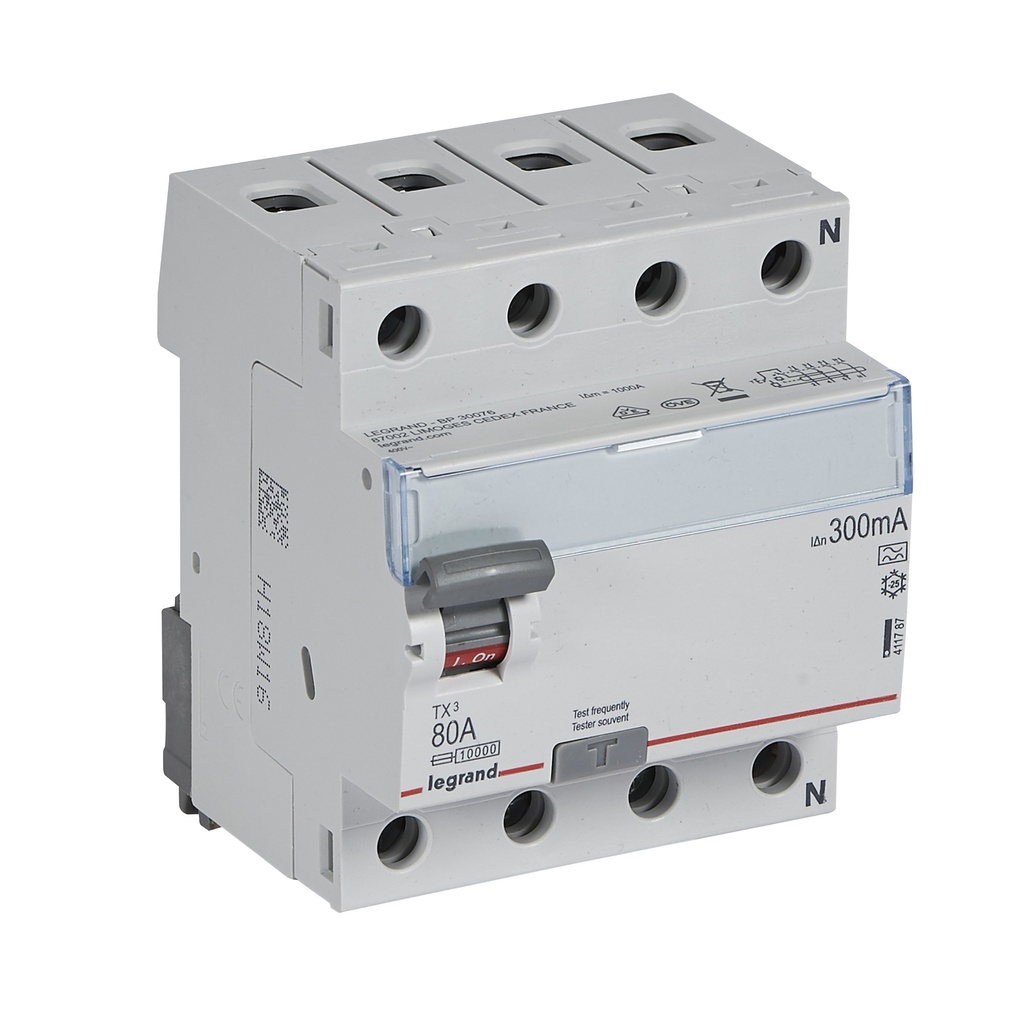 ДТЗ 4P 80А 300mА серия TX3 ID тип A Legrand