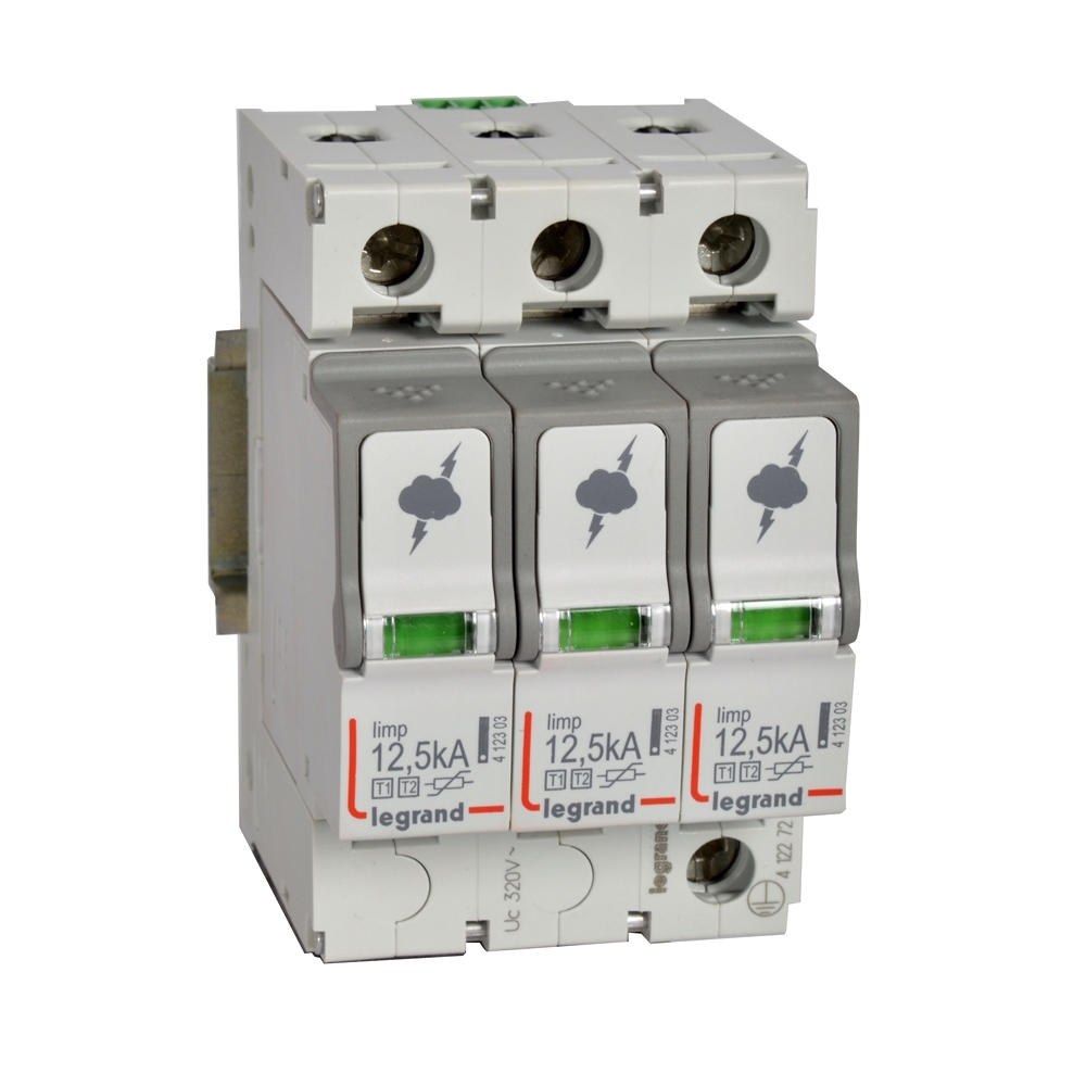 Катоден отводител тип 1+2 SPD 12.5kA 320V 3P с индикация Legrand