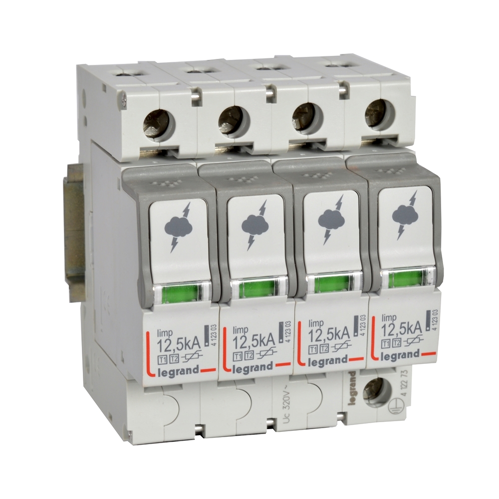 Катоден отводител тип 1+2 SPD 12.5kA 320V 4P с индикация Legrand
