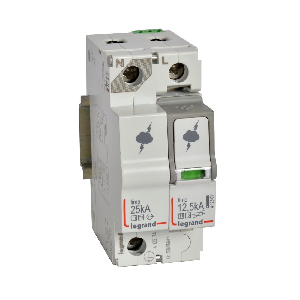 Катоден отводител тип 1+2 SPD 12.5kA 320V 1P+N L с индикация Legrand