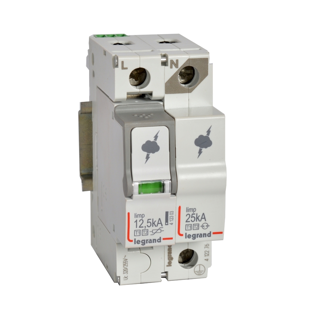 Катоден отводител тип 1+2 SPD 12.5kA 320V 1P+N R с индикация Legrand
