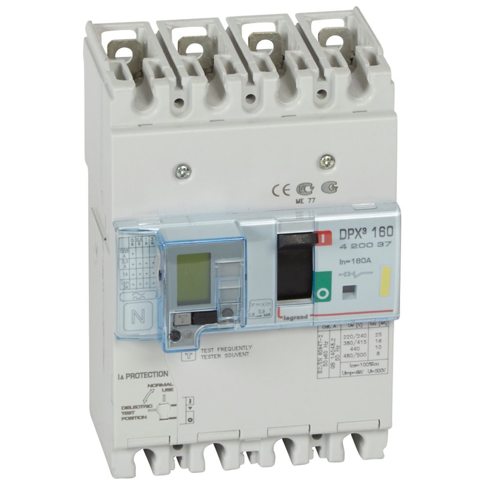 Автомат DPX3 160 TM 4P 160A 16кA регулируем (In x 0.8...1) с ДТЗ Legrand