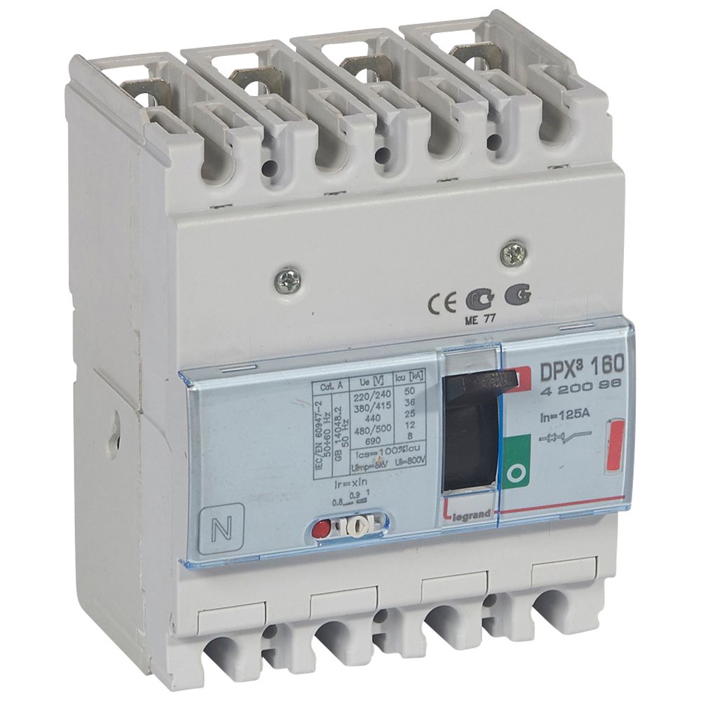 Автомат DPX3 160 TM 4P 125А 36кA регулируем (In x 0.8...1) Legrand