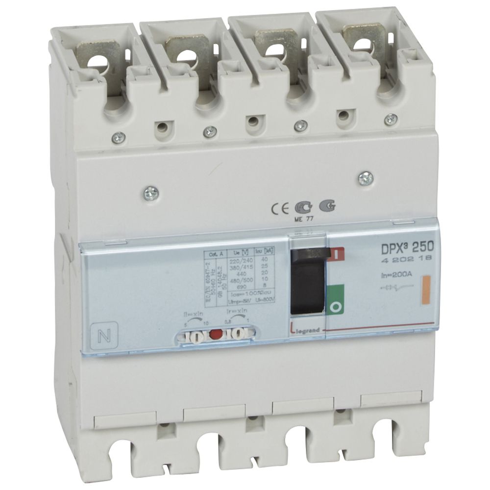 Автомат DPX3 250 TM 4P 200A 25кA регулируем (In x 0.8...1) Legrand