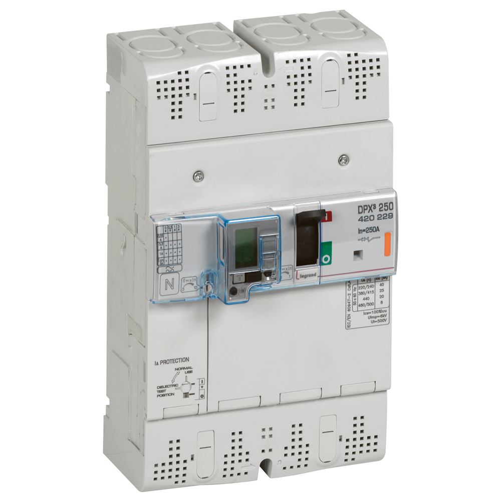 Автомат DPX3 250 TM 4P 250A 25кA регулируем (In x 0.8...1) с ДТЗ Legrand