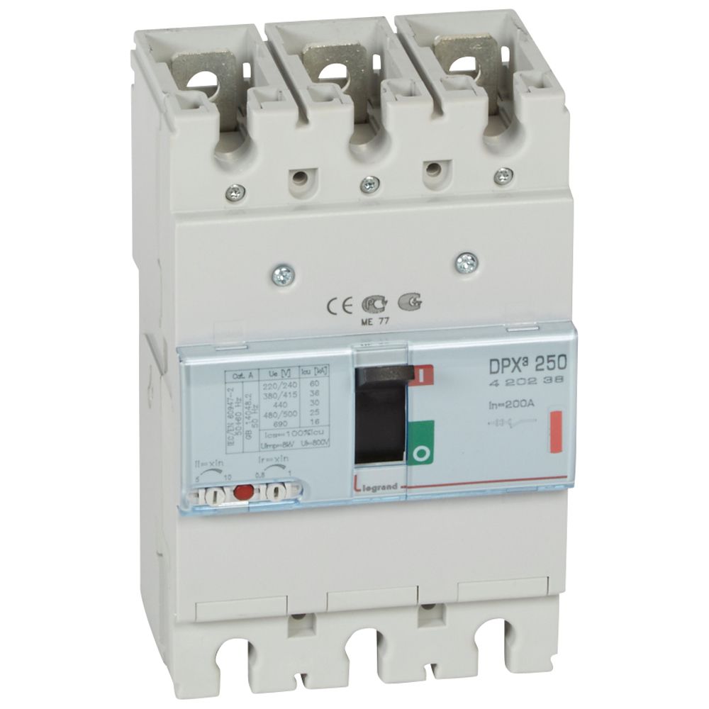 Автомат DPX3 250 TM 3P 200A 36кA регулируем (In x 0.8...1) Legrand