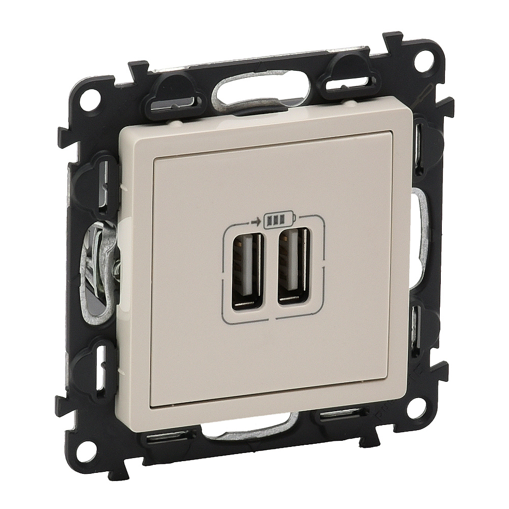 Розетка 2хUSB за зареждане тип A 2.4A 12W цвят крем Valena Life Legrand
