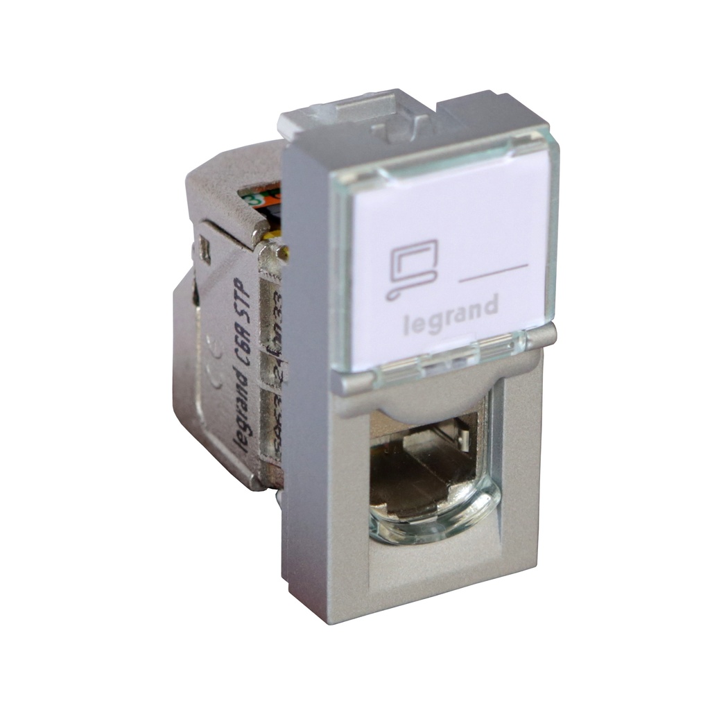 Розетка RJ45 cat.6A STP 1 модул цвят алуминий Mosaic Legrand
