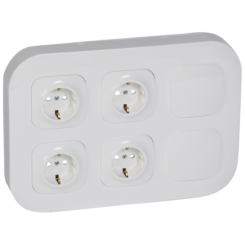 Конзола с 4х ШУКО и 2х глухо капаче Forix IP21 открит монтаж цвят Бял Forix Legrand