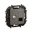 Розетка TV тип F конектор + RJ45 UTP cat.6 цвят Сив Niloe New Legrand