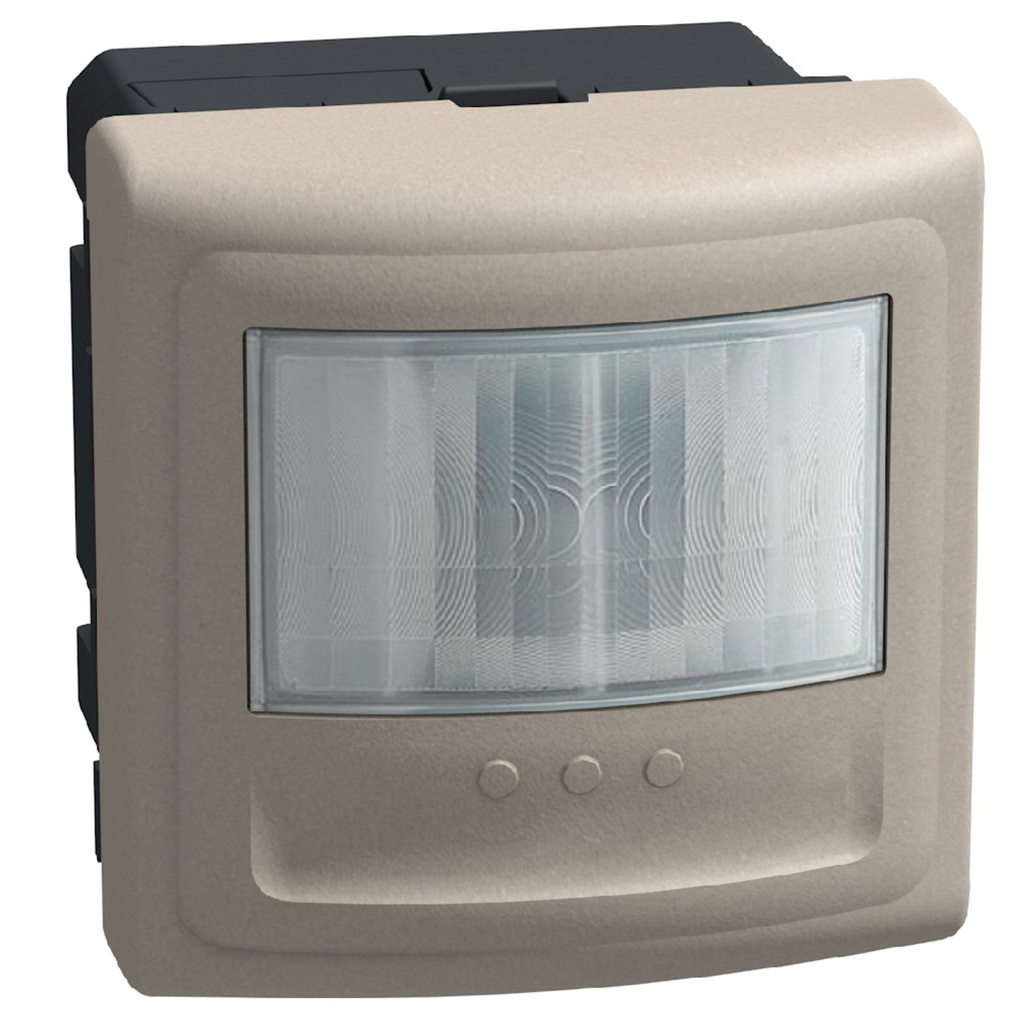 Датчик за движение PIR, 170°, обхват 8m @ h=1.2 модула, LED ≤ 100W, с ключ, без неутрала, 2 модула цвят Камък Light Now Bticino