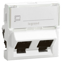 LG-076506, Роз. 2xRJ45 cat.6 FTP 2 мод. 45° бял Mo