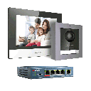 Комплект еднопостов с IP монитор, външен панел и POE switch 