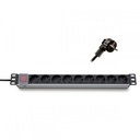 19“ Разклонител, 9 x 230 V Шуко с ключ 1U