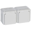 Контакт шуко ДВОЕН IP44 открит монтаж цвят Сив Forix Legrand