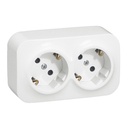 Контакт шуко ДВОЕН IP21 открит монтаж Forix Бял Legrand